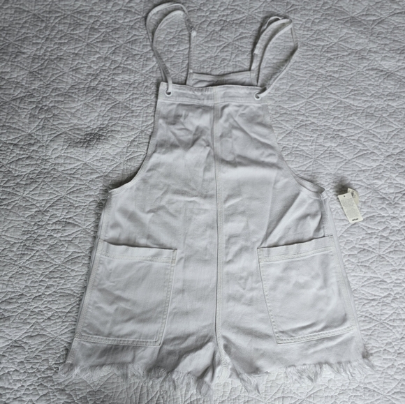 Aerie White Denim Romper Shortalls - Picture 1 of 5